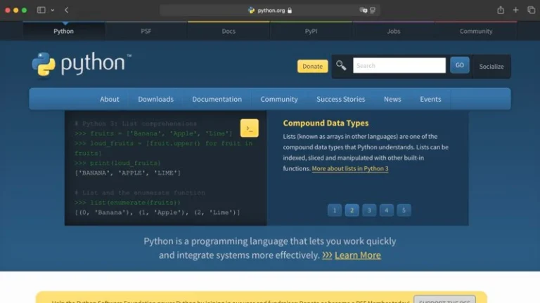 파이썬 홈페이지 이미지
